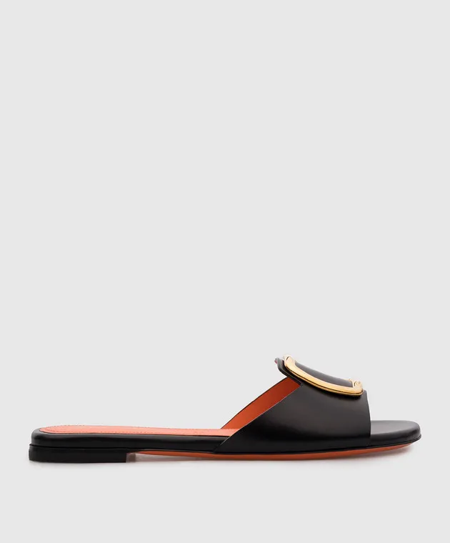 Santoni Infradito in pelle nero albicocca WHPF70343HA1BBGN
