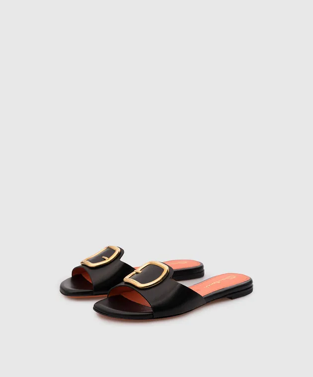 Santoni Infradito in pelle nero albicocca WHPF70343HA1BBGN