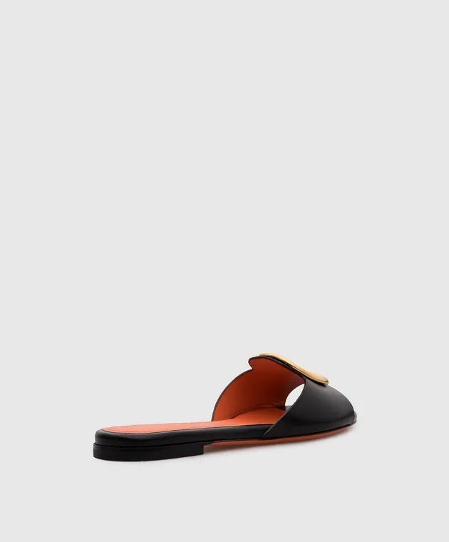 Santoni Infradito in pelle nero albicocca WHPF70343HA1BBGN