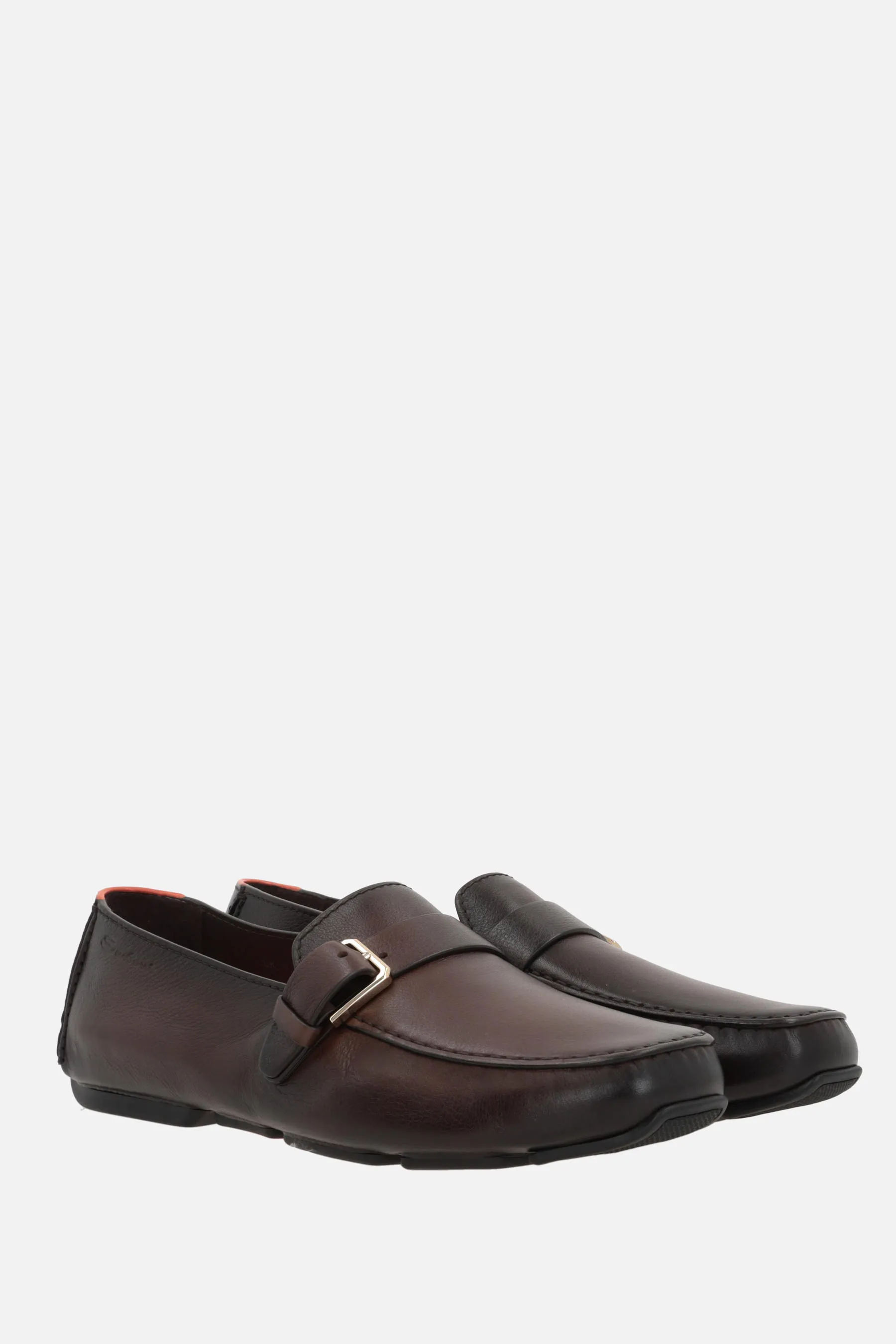 SANTONI mocassino in pelle liscia con fibbia