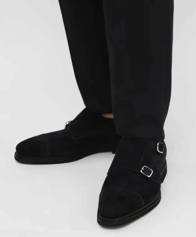 Santoni Monk in pelle scamosciata blu scuro MCLG17806SI2ERPH