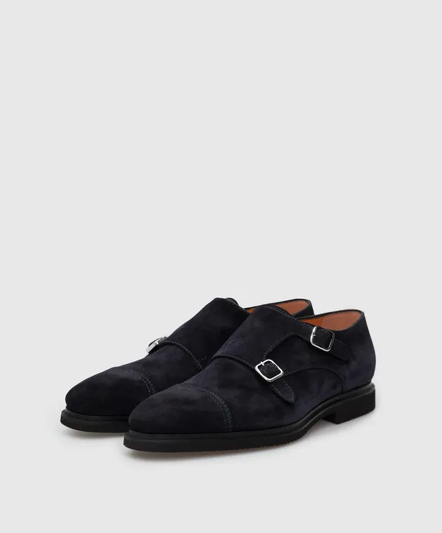 Santoni Monk in pelle scamosciata blu scuro MCLG17806SI2ERPH