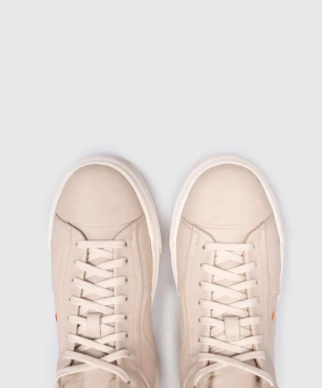 Santoni Scarpe alte in pelle beige con pelliccia WBGT60943PNNPAIY