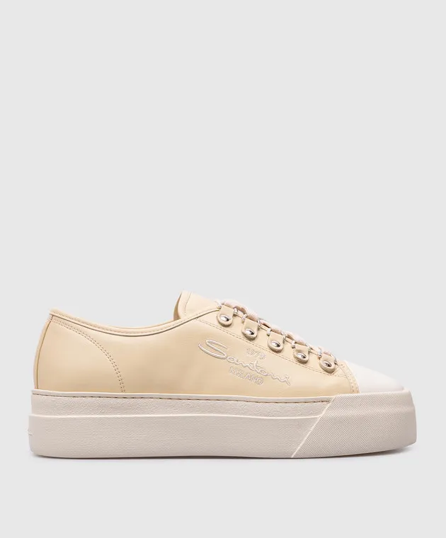 Santoni Scarpe da ginnastica in pelle gialla WBGE61172OSSGDLE