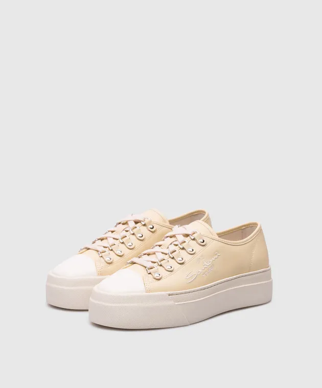 Santoni Scarpe da ginnastica in pelle gialla WBGE61172OSSGDLE