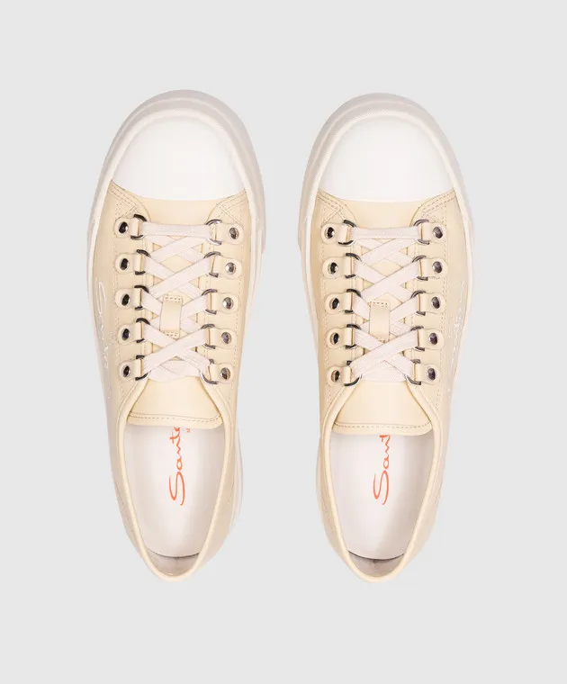 Santoni Scarpe da ginnastica in pelle gialla WBGE61172OSSGDLE