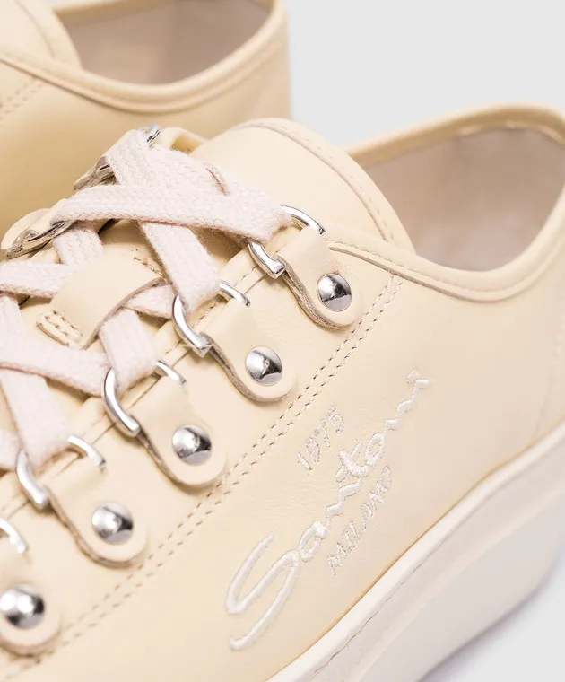 Santoni Scarpe da ginnastica in pelle gialla WBGE61172OSSGDLE