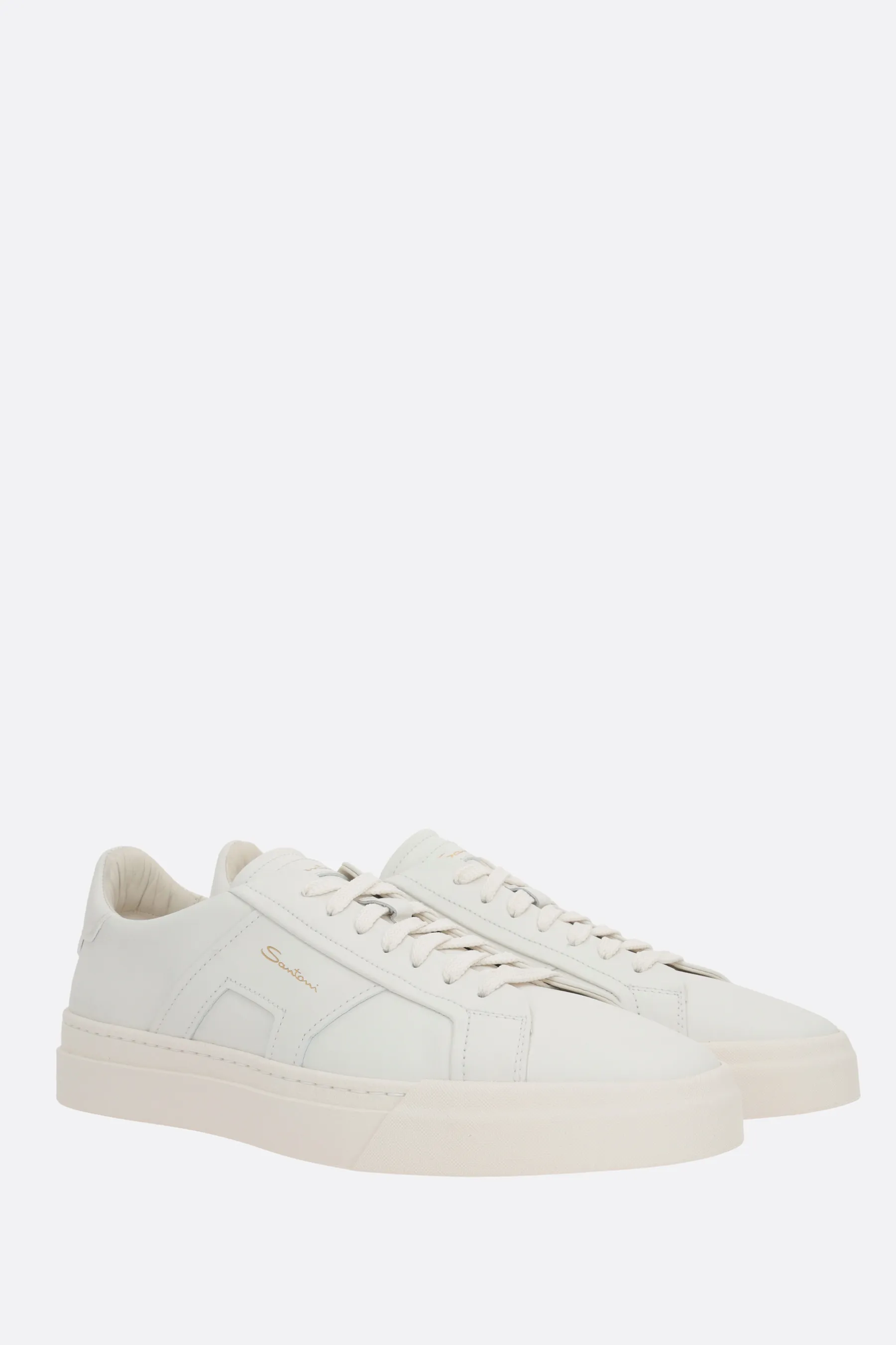 SANTONI sneaker Double Buckle in pelle liscia