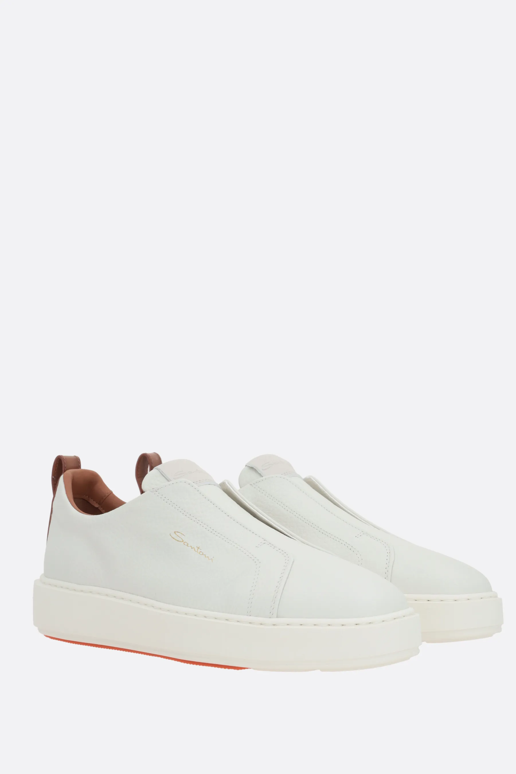 SANTONI sneaker slip-on in pelle martellata