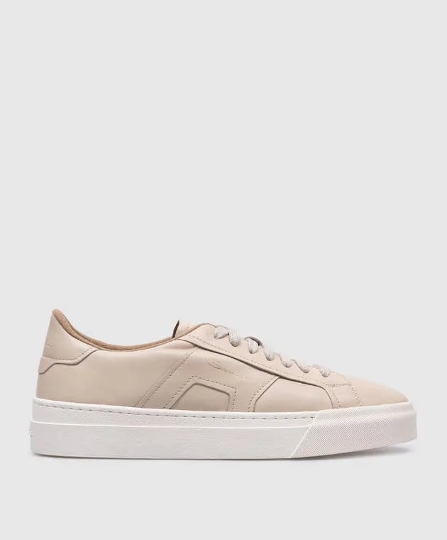 Santoni Sneakers in pelle beige con doppia fibbia WBGT61232PNNKESS