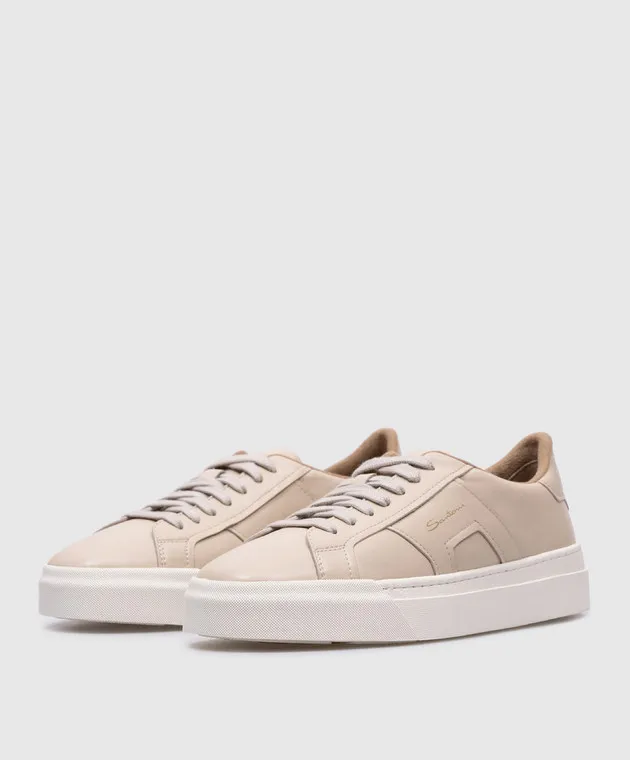 Santoni Sneakers in pelle beige con doppia fibbia WBGT61232PNNKESS