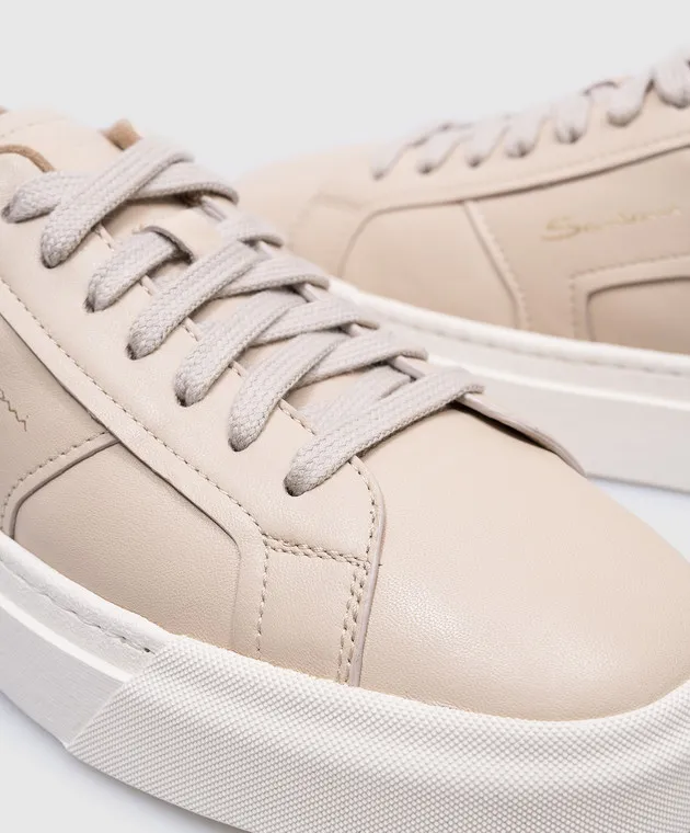 Santoni Sneakers in pelle beige con doppia fibbia WBGT61232PNNKESS