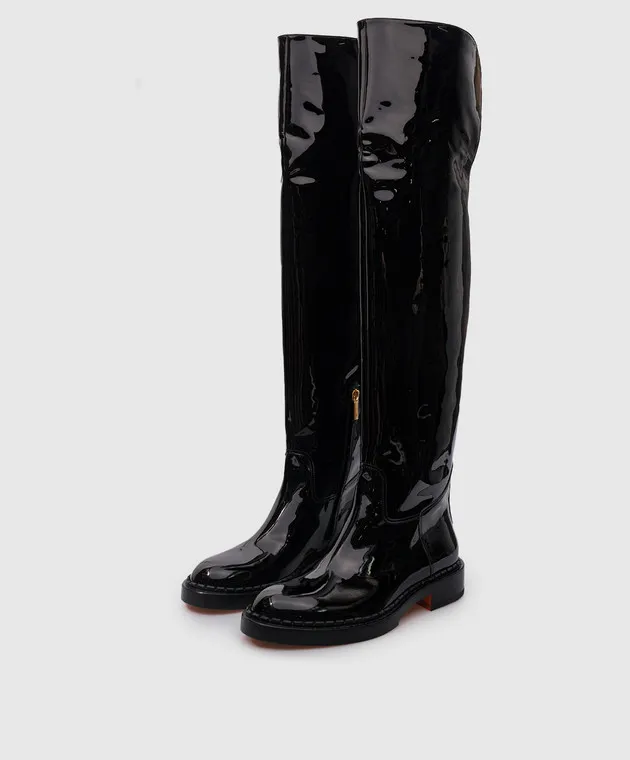 Santoni Stivali in vernice nera WSAL70563BJ2TVHD