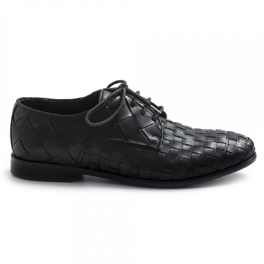 Scarpa allacciata derby JP David nera in pelle intrecciata