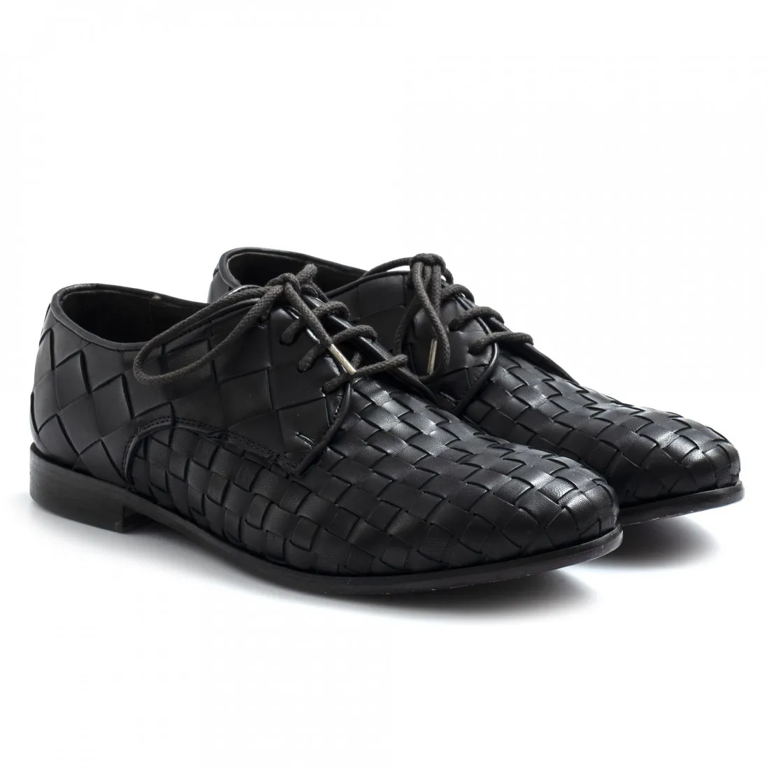 Scarpa allacciata derby JP David nera in pelle intrecciata