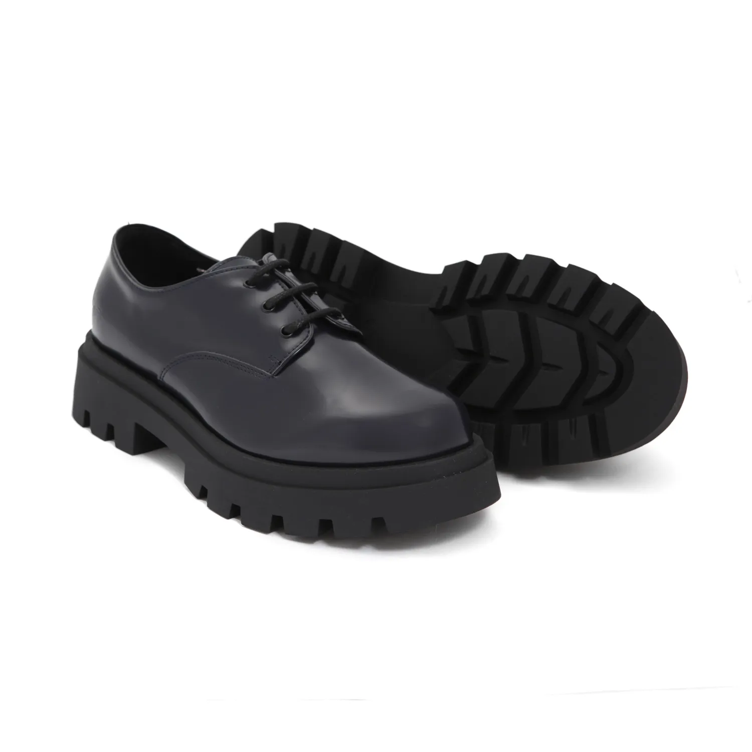 Scarpa Derby Blu Navy In Pelle Bambino E Teen