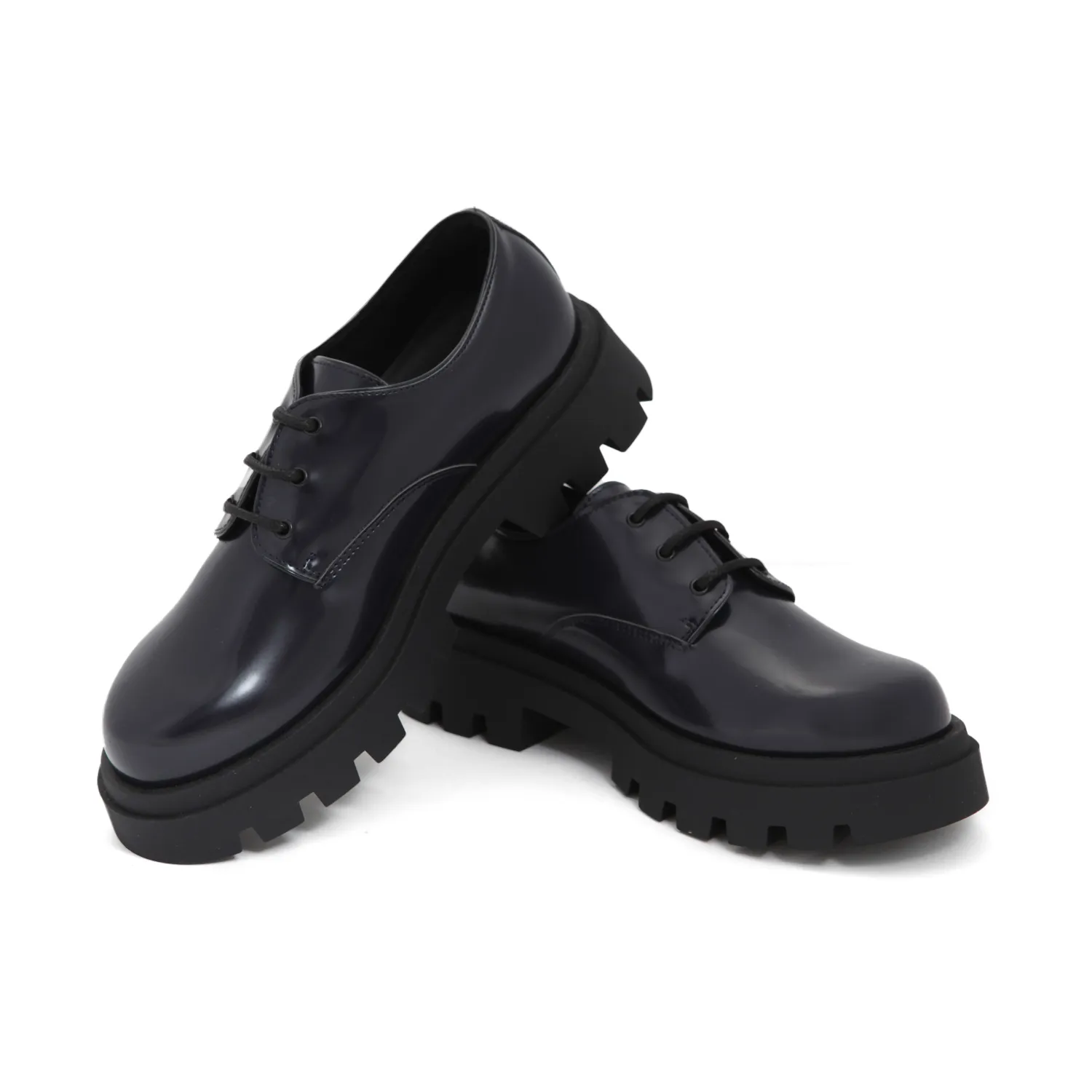 Scarpa Derby Blu Navy In Pelle Bambino E Teen