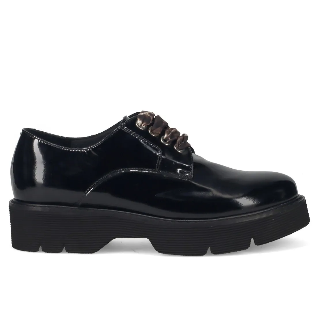Scarpa derby da donna Sangiorgio in pelle spazzolata nera