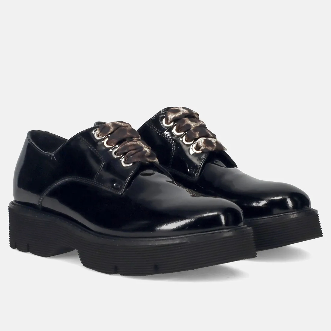 Scarpa derby da donna Sangiorgio in pelle spazzolata nera