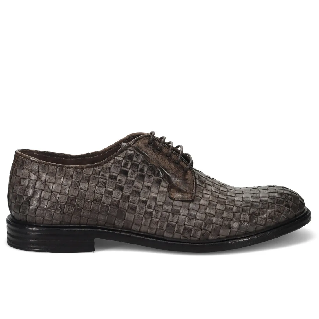 Scarpa derby da uomo Pawelk's in pelle intrecciata talpa