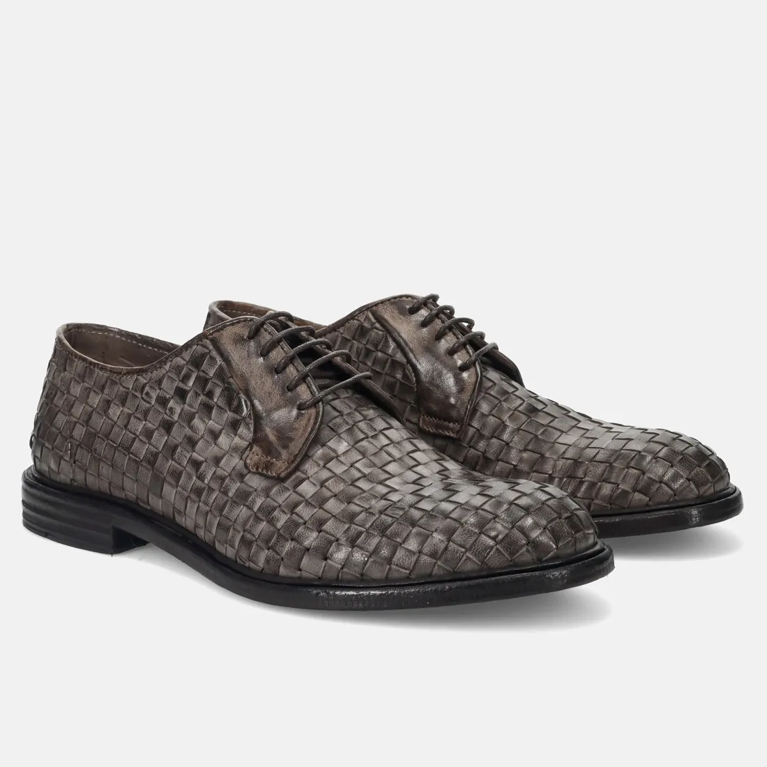 Scarpa derby da uomo Pawelk's in pelle intrecciata talpa