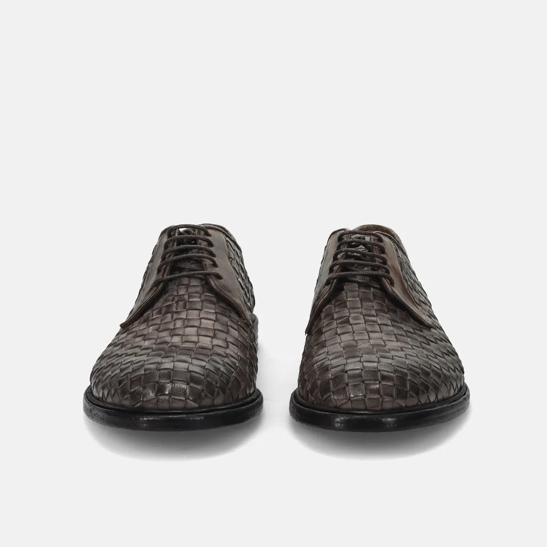 Scarpa derby da uomo Pawelk's in pelle intrecciata talpa