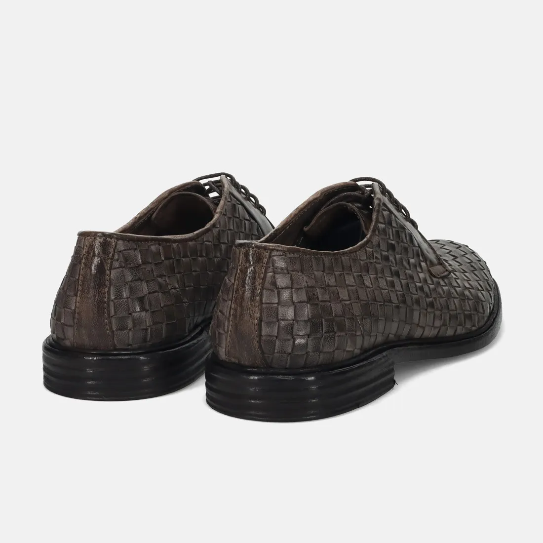 Scarpa derby da uomo Pawelk's in pelle intrecciata talpa