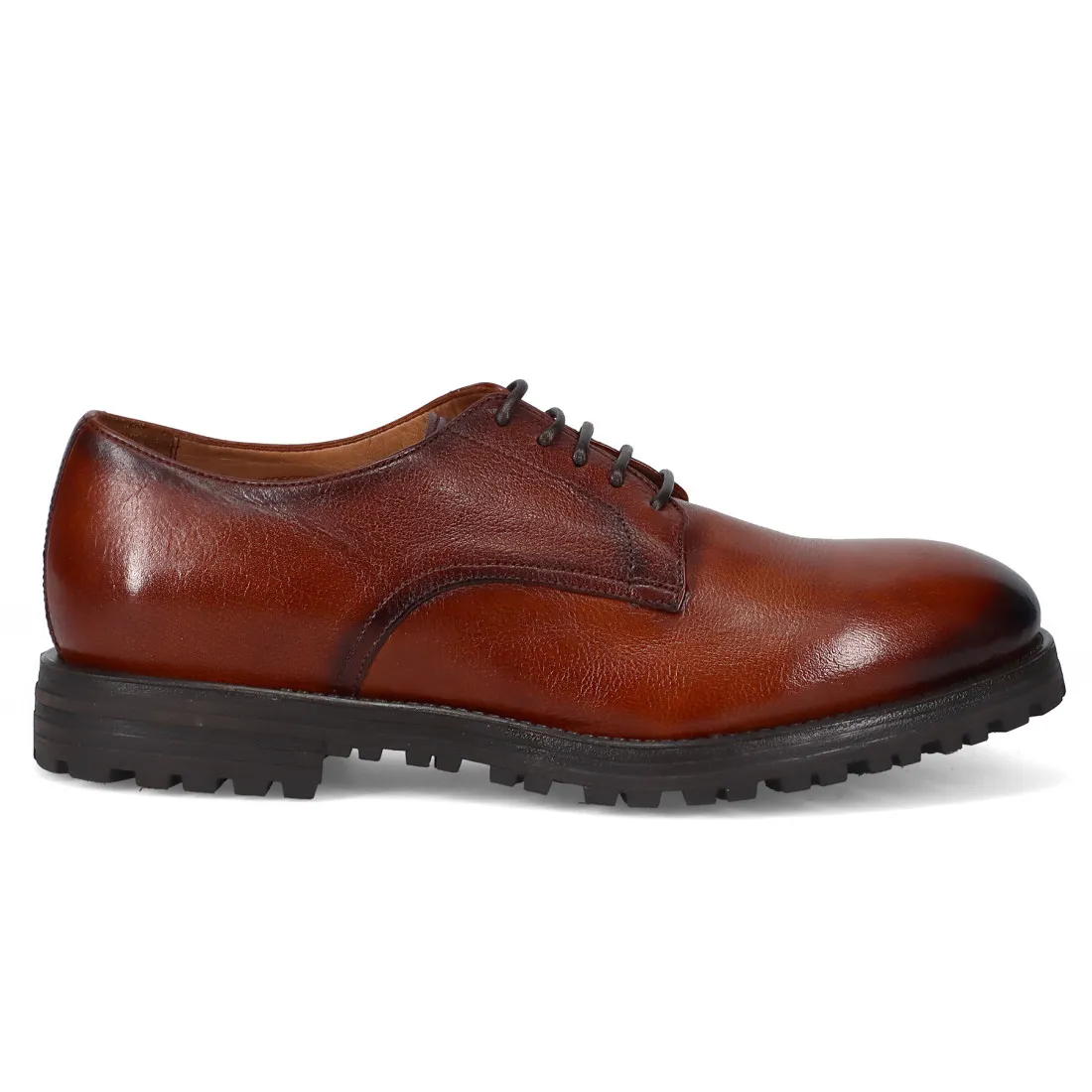 Scarpa derby da uomo Sturlini in pelle color cuoio