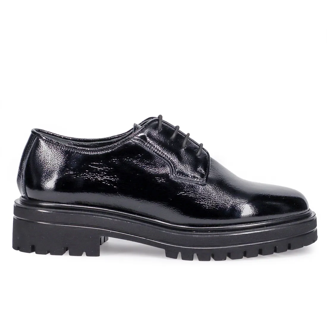Scarpa stringata derby da donna Sangiorgio in vernicie nera