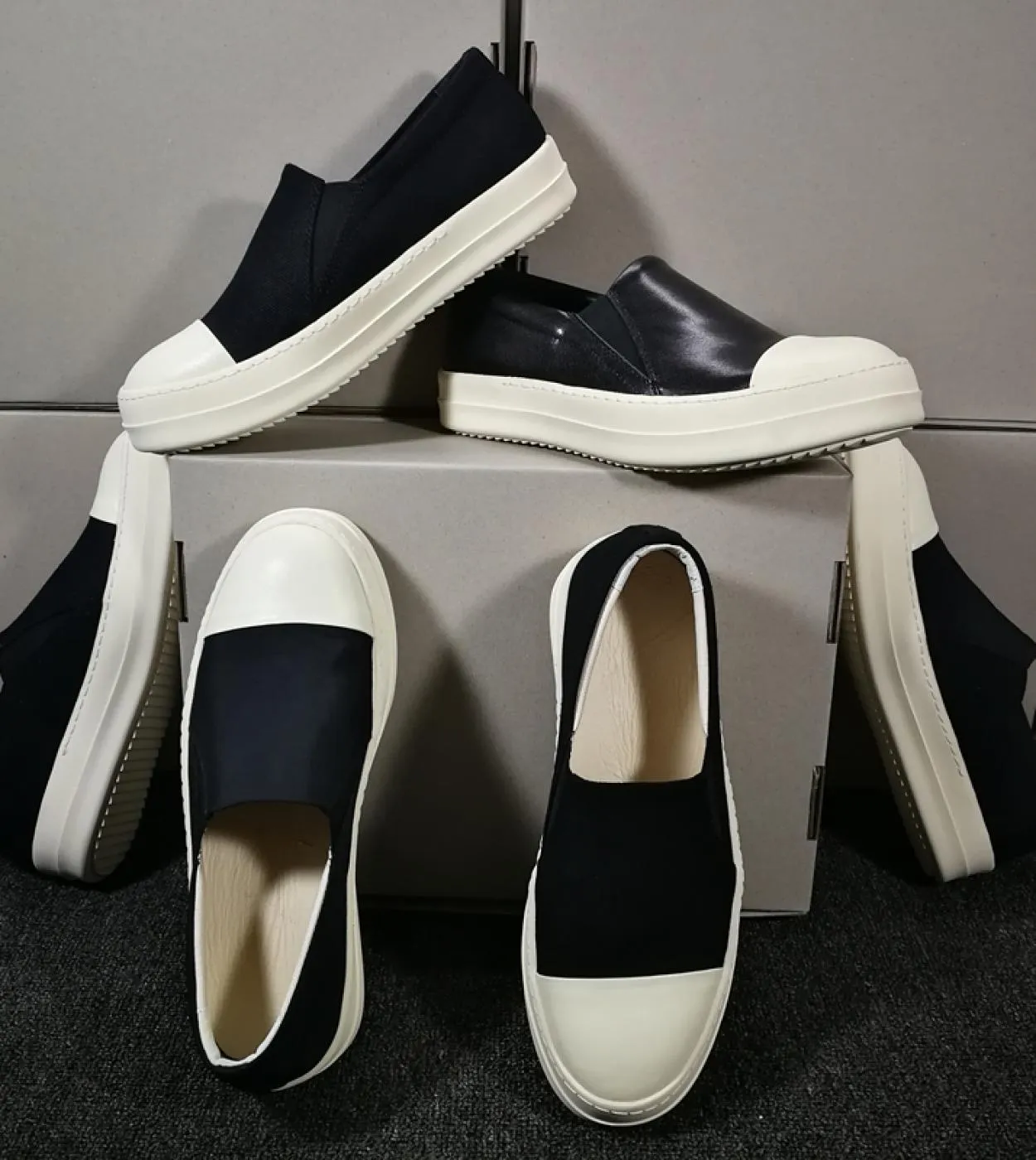 Scarpe di tela da uomo con suola spessa Stivali con plateau Taglie forti Mocassini da uomo in vera pelle Scarpe casual non in pe