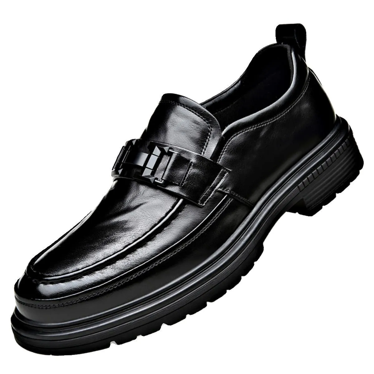Scarpe in pelle con punta grande per uomo che indossa mocassini Lefu in vera pelle con punta larga di fascia alta, punta tonda,