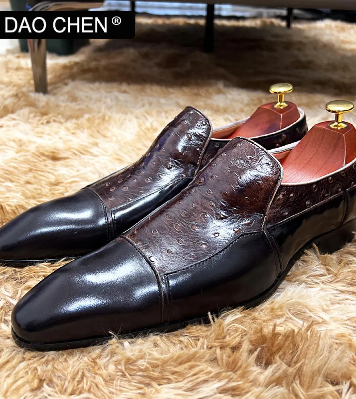 Scarpe in pelle da uomo di lusso Caffè nero Colori misti Cap Toe Scarpe eleganti da uomo casual Slip On Mocassini da ufficio per