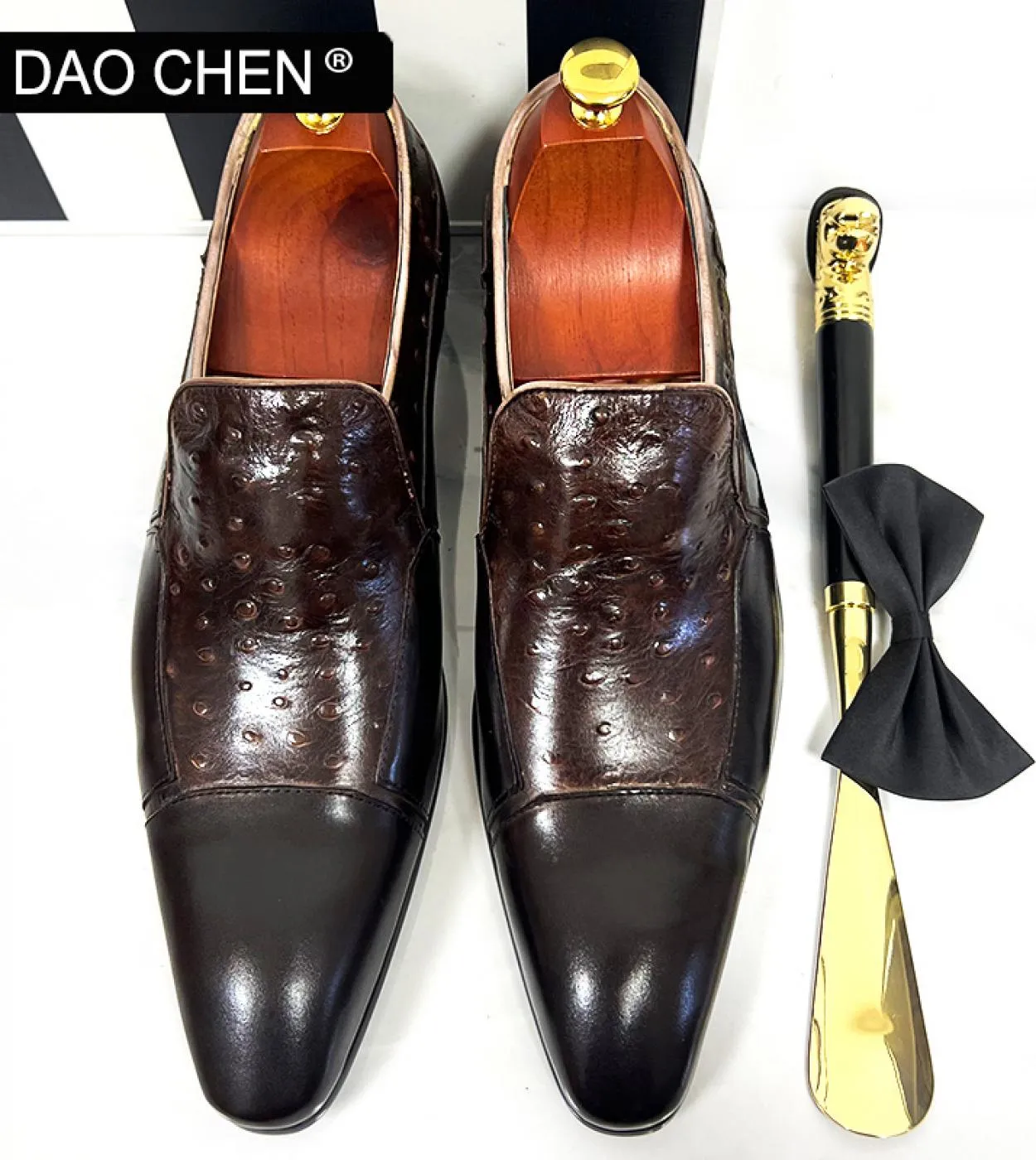 Scarpe in pelle da uomo di lusso Caffè nero Colori misti Cap Toe Scarpe eleganti da uomo casual Slip On Mocassini da ufficio per