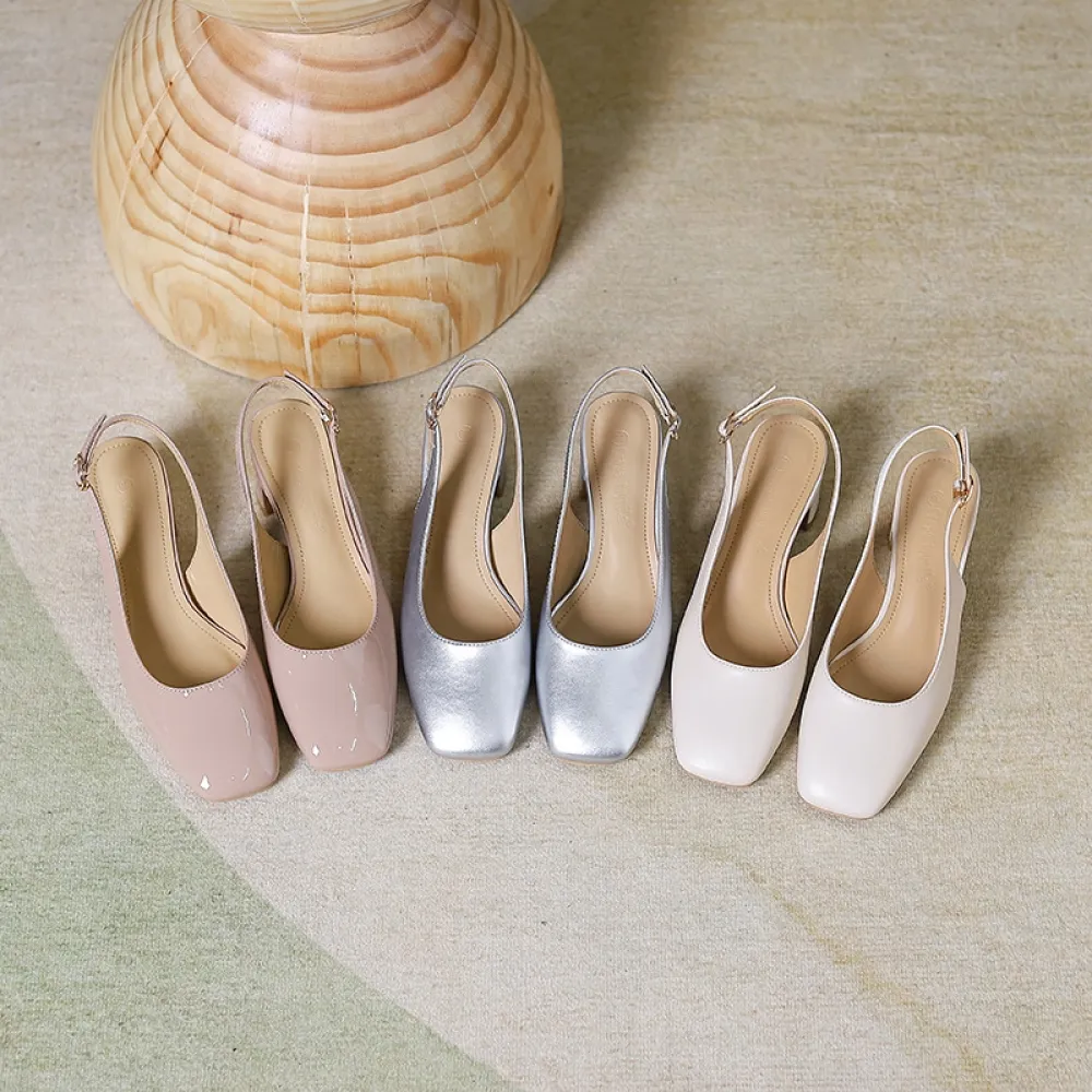 Scarpe Mary Jane con punta spessa, cinturino posteriore con punta quadrata, tacco medio basso, sandali versatili per le donne, s