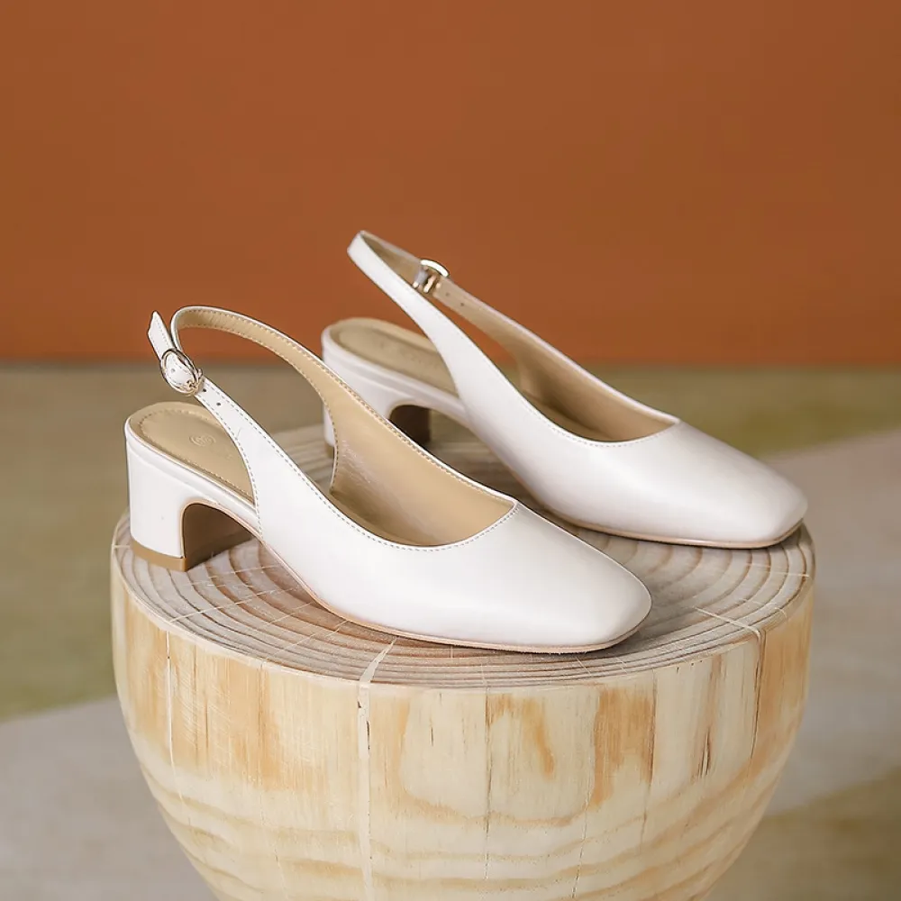 Scarpe Mary Jane con punta spessa, cinturino posteriore con punta quadrata, tacco medio basso, sandali versatili per le donne, s