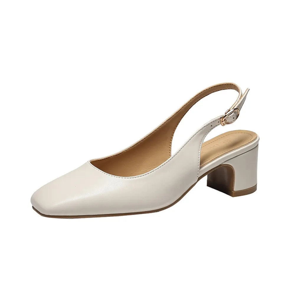 Scarpe Mary Jane con punta spessa, cinturino posteriore con punta quadrata, tacco medio basso, sandali versatili per le donne, s