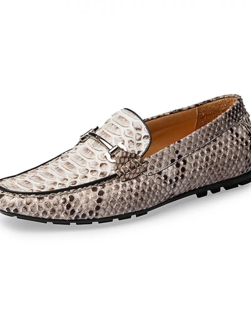 Scarpe pitone di lusso per uomo Mocassini fatti a mano in vera pelle di qualità Slip On senza lacci Comodo guida casual in pelle