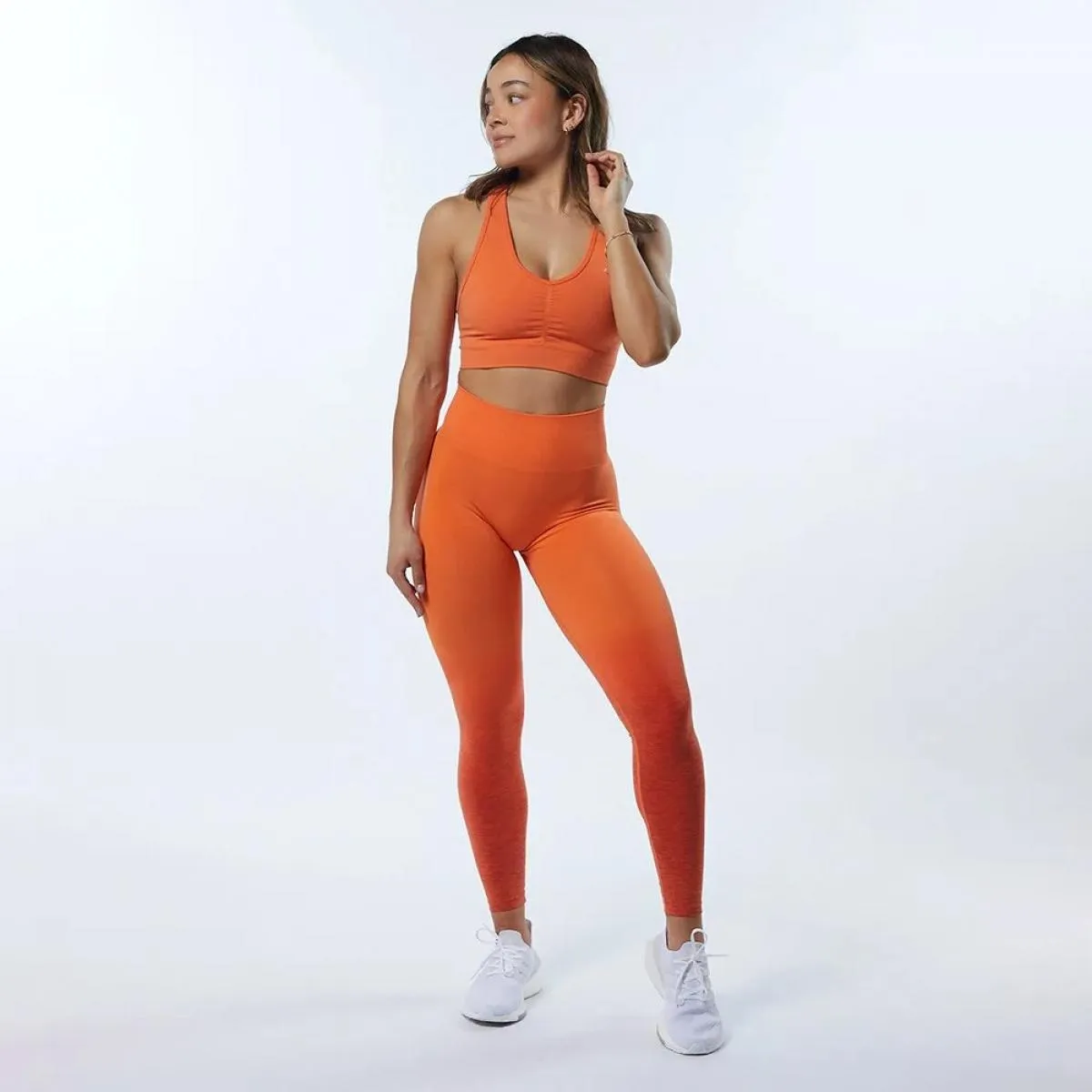 Set di yoga sfumato senza soluzione di continuità Sport Fitness Vita alta Pantaloni per il sollevamento dell'anca Bellezza Reggi