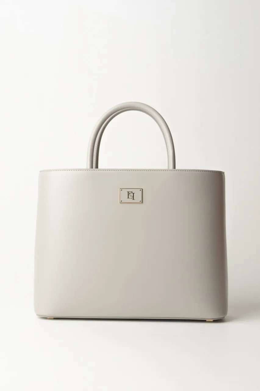 Shopper media con placca logo smaltata Perla