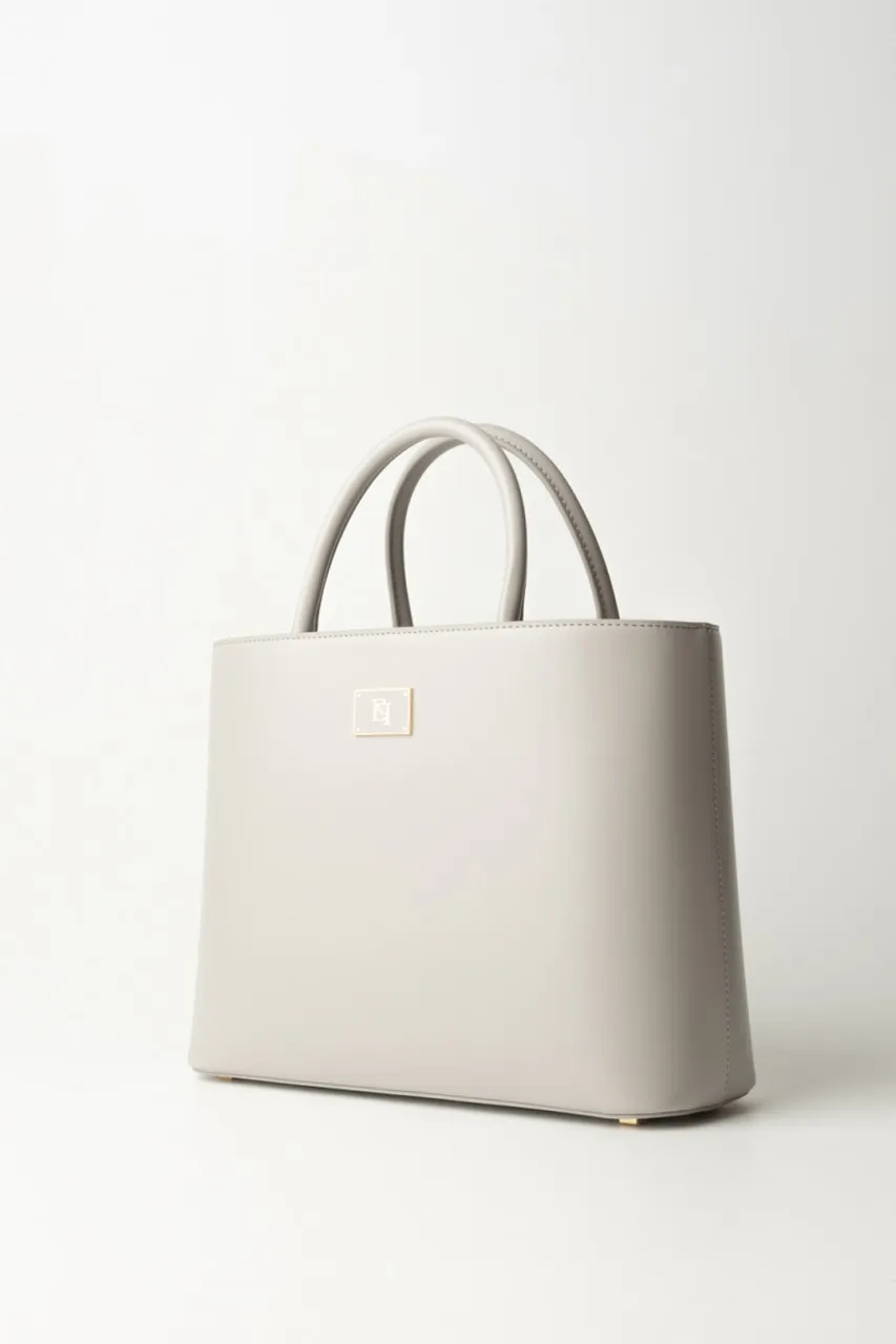 Shopper media con placca logo smaltata Perla