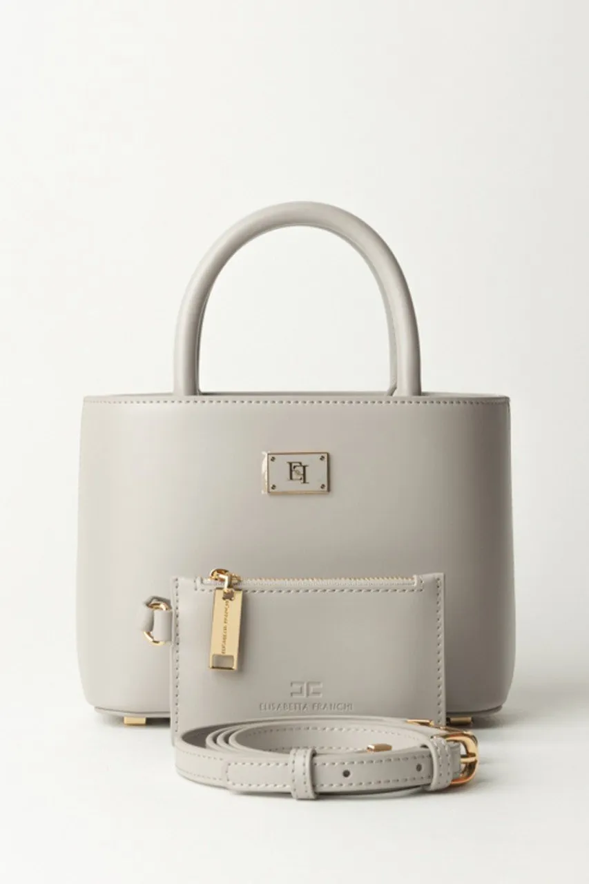 Shopper piccola con placca logo smaltata Perla