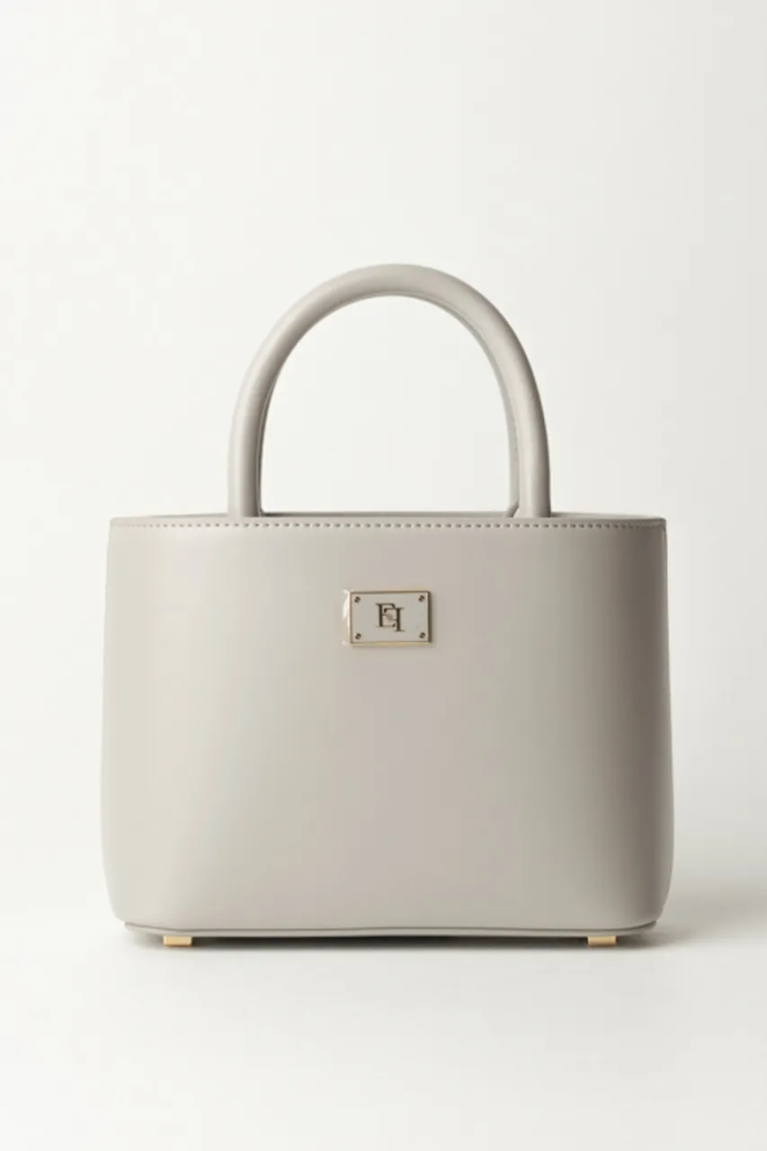 Shopper piccola con placca logo smaltata Perla