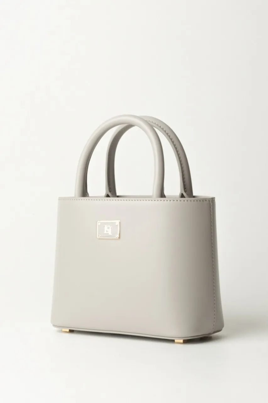 Shopper piccola con placca logo smaltata Perla