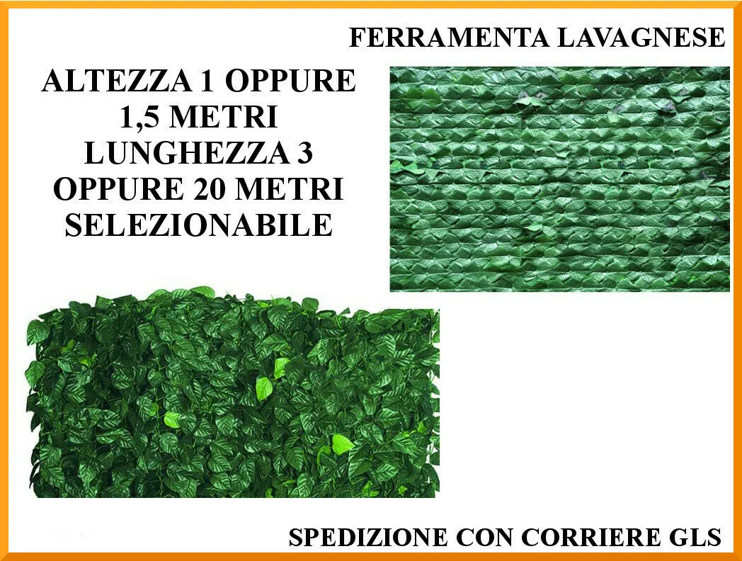 Siepe artificiale Blinky sempreverdi edera o lauro in rotolo da 3 o 20 metri 