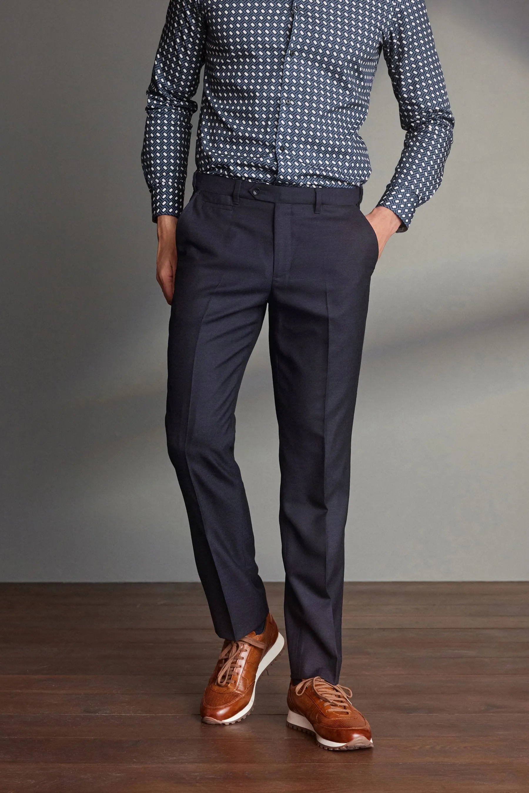 Signature - Pantaloni in 100% lana con vita Motion Flex