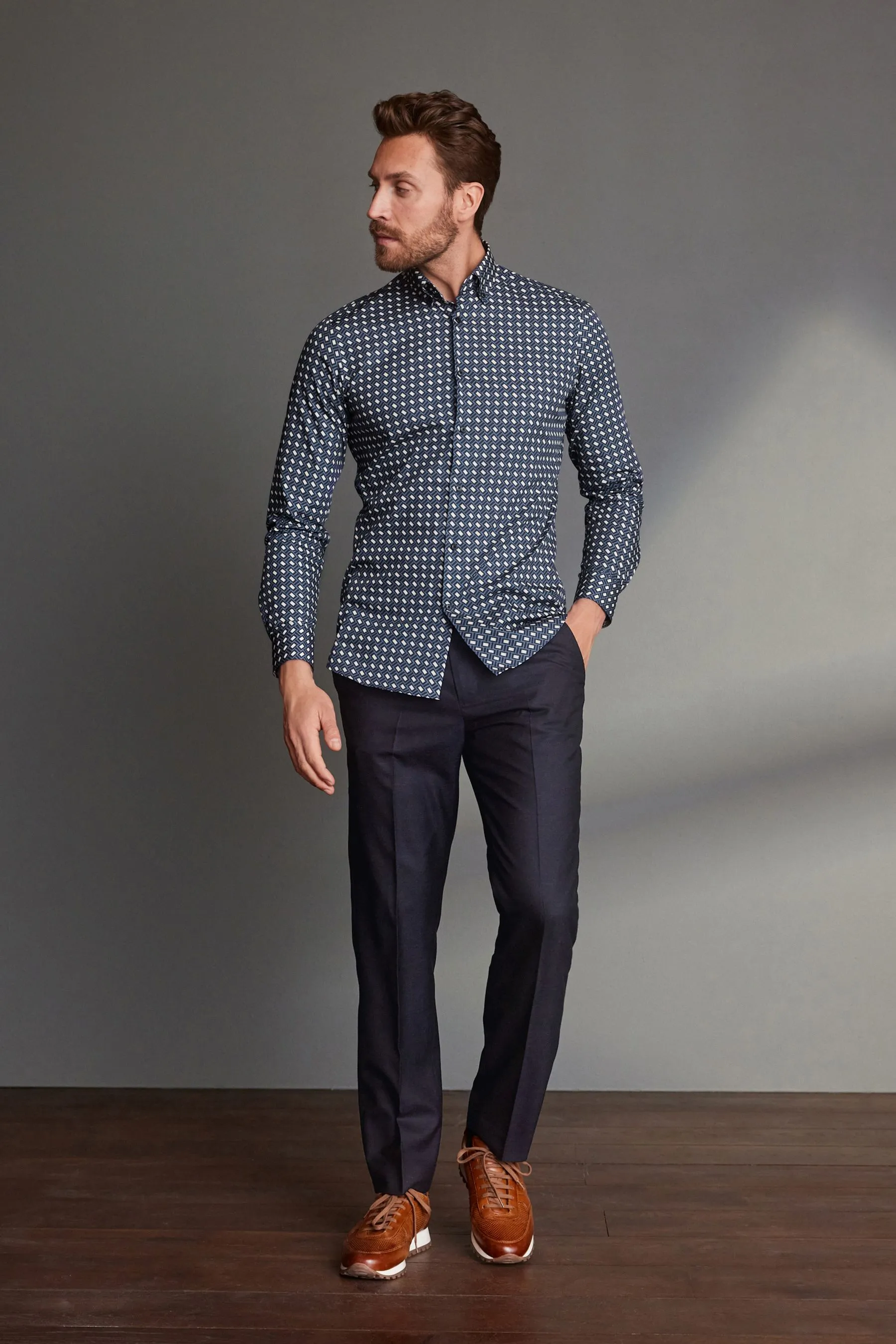 Signature - Pantaloni in 100% lana con vita Motion Flex