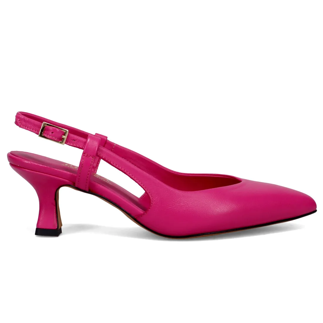 Slingback Brera fucsia in pelle sfoderata con tacco basso