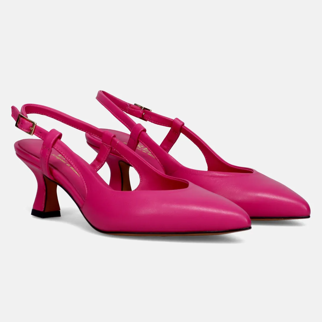 Slingback Brera fucsia in pelle sfoderata con tacco basso