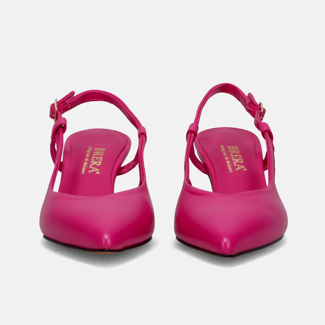 Slingback Brera fucsia in pelle sfoderata con tacco basso