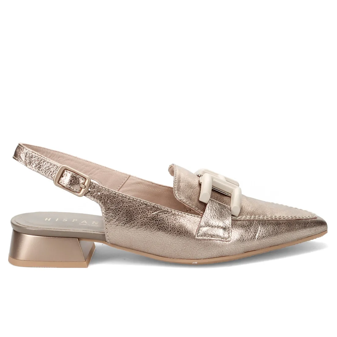 Slingback Hispanitas Dalì in pelle oro antico con morsetto